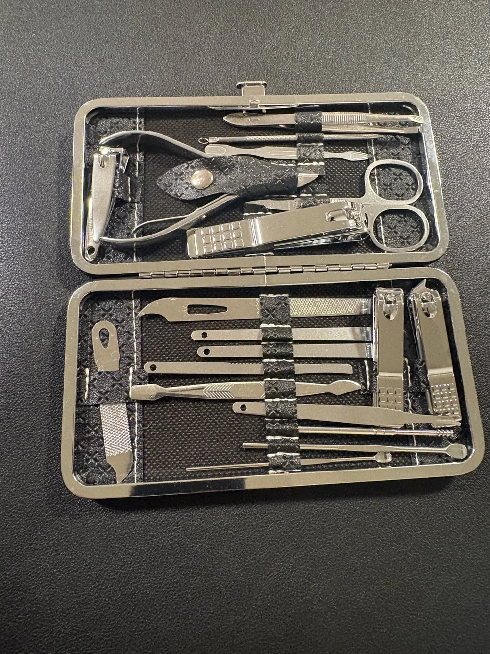 12-Piece Stainless Steel Grooming Kit - Black